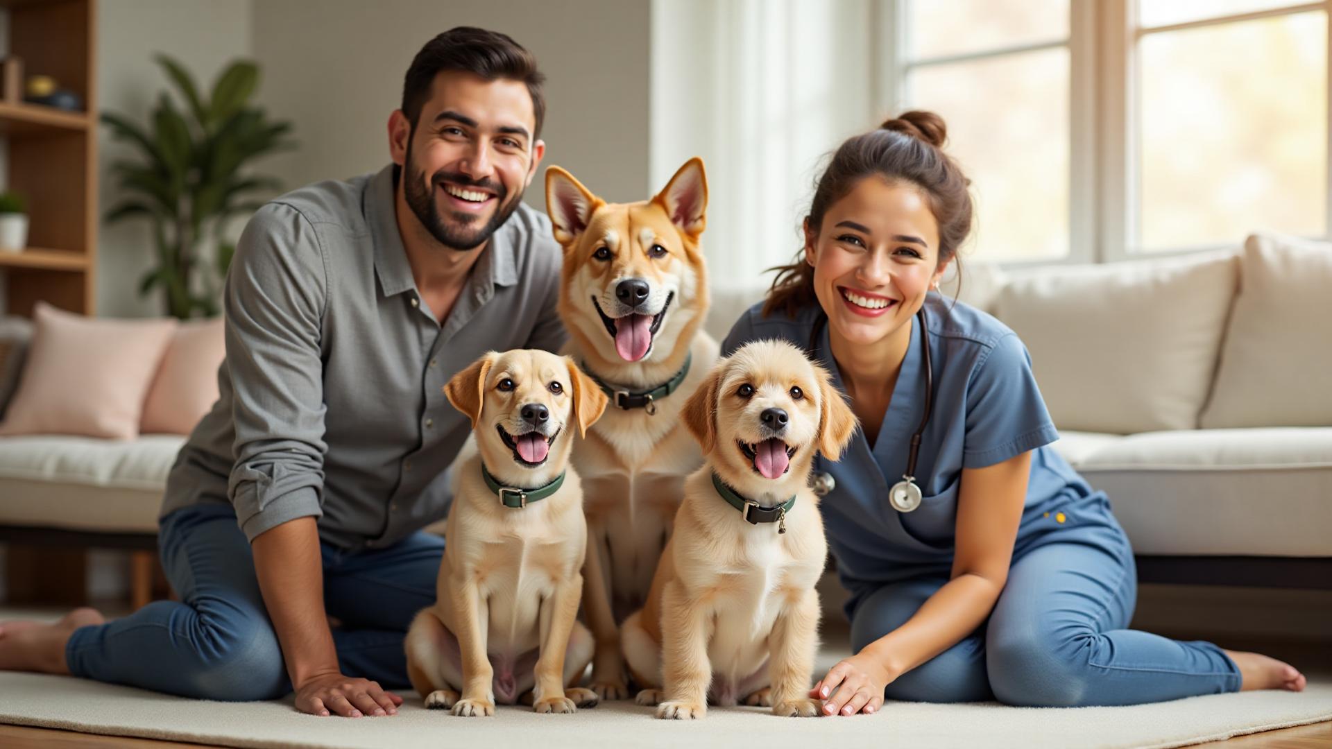 Happy pets with their families